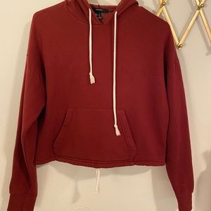 red cropped sweatshirt